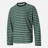 Retro Striped Loose Crewneck Long Sleeve T-Shirt