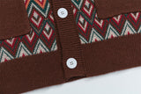 Ethnic Jacquard Knitted V-Neck Cardigan