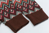 Ethnic Jacquard Knitted V-Neck Cardigan