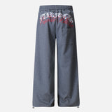 Sanskrit Letter Printed Gothic Wide Leg Sweatpants