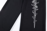 Sanskrit Letter Printed Gothic Wide Leg Sweatpants