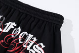 Sanskrit Letter Printed Gothic Wide Leg Sweatpants
