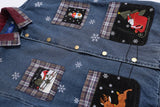 Embroidered Punk Style Cartoon Denim Jacket