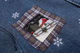 Embroidered Punk Style Cartoon Denim Jacket
