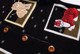 Embroidered Funny Cartoon Round Neck Cardigan
