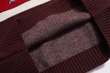 Y2K Contrast Color Stitching V Neck Racing Sweater