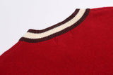 Y2K Contrast Color Stitching V Neck Racing Sweater