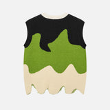 Irregular V-Neck Knitted Sweater Vest