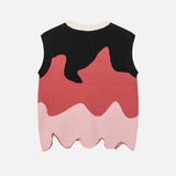 Irregular V-Neck Knitted Sweater Vest