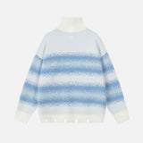 Y2K Retro Stripe Half Zip Turtleneck Sweater