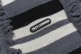 Striped Fringed Turtleneck Button Sweater