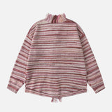 Cozy Striped Ripped Tassel V-Neck Cardigan