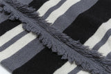 Striped Fringed Turtleneck Button Sweater