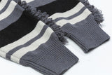 Striped Fringed Turtleneck Button Sweater