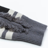 Striped Fringed Turtleneck Button Sweater