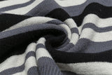 Striped Fringed Turtleneck Button Sweater