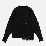 Lazy Style Crochet Ripped Crewneck Sweater