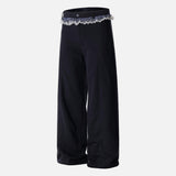 Fashionable Lace Matching Loose Casual Pants