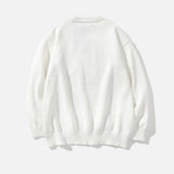 Graffiti Print Round Neck Knit Sweater
