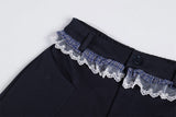Fashionable Lace Matching Loose Casual Pants