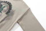 Graffiti Print Round Neck Knit Sweater