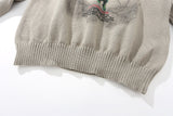 Graffiti Print Round Neck Knit Sweater