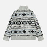 Vertical Collar Jacquard Pattern Cardigan