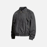 Y2K Large Pocket Heavy Metal Washed Denim Jacket