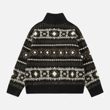 Vertical Collar Jacquard Pattern Cardigan