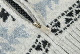 Vertical Collar Jacquard Pattern Cardigan