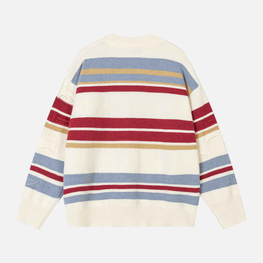 Winter Stylish Contrast Stripe Crewneck Sweater