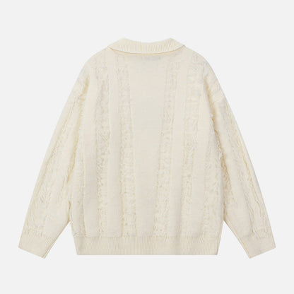 European Fringed Turtleneck Knitted Polo Sweater
