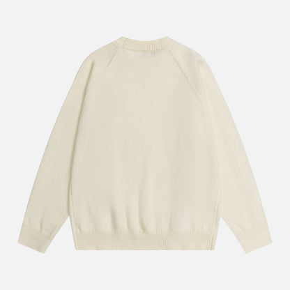 Stylish Oversized Pearl Detail Round Neck Sweater