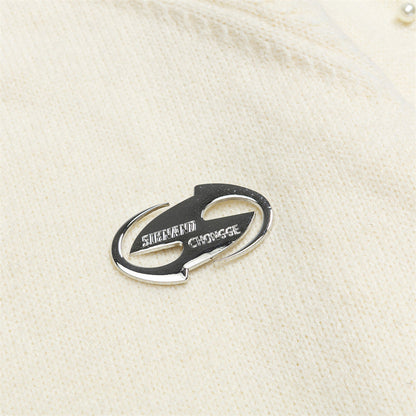 Stylish Oversized Pearl Detail Round Neck Sweater