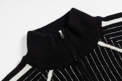 Cozy Knitted High Collar Zipper Cardigan