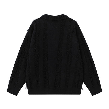 European Fringed Turtleneck Knitted Polo Sweater