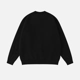 American Style Spray Painted Round Neck Sweater