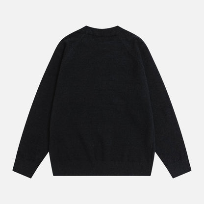Stylish Oversized Pearl Detail Round Neck Sweater