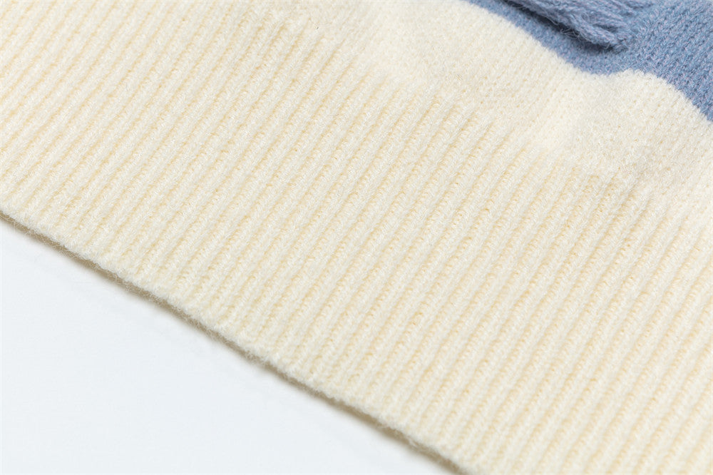Winter Stylish Contrast Stripe Crewneck Sweater
