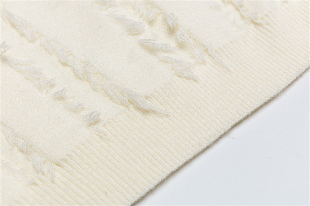 European Fringed Turtleneck Knitted Polo Sweater