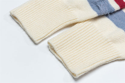 Winter Stylish Contrast Stripe Crewneck Sweater