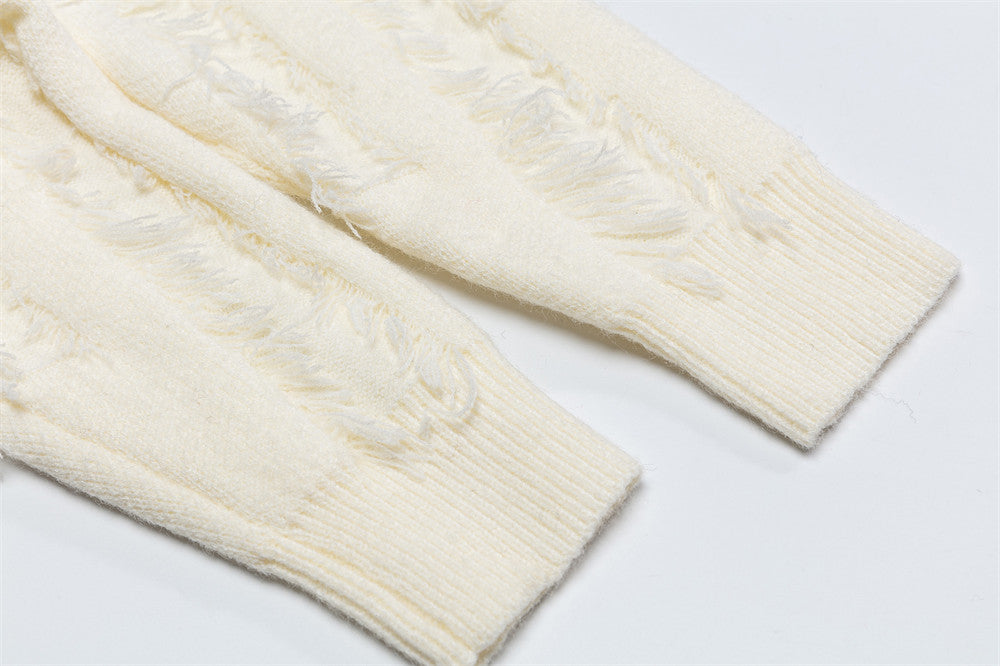 European Fringed Turtleneck Knitted Polo Sweater