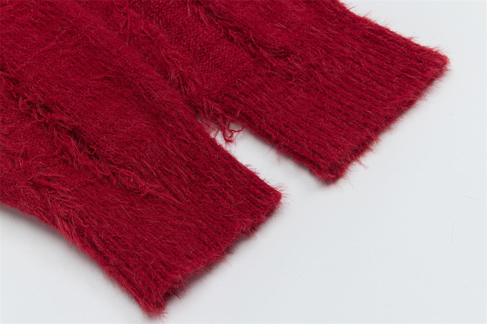 Y2K Stylish Loose Tassel V-Neck Sweater