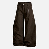 High Street Zipper Pocket Wide Leg Pants