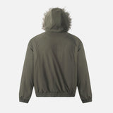 American Wool Collar Faux Furr Hooded Padded Jacket