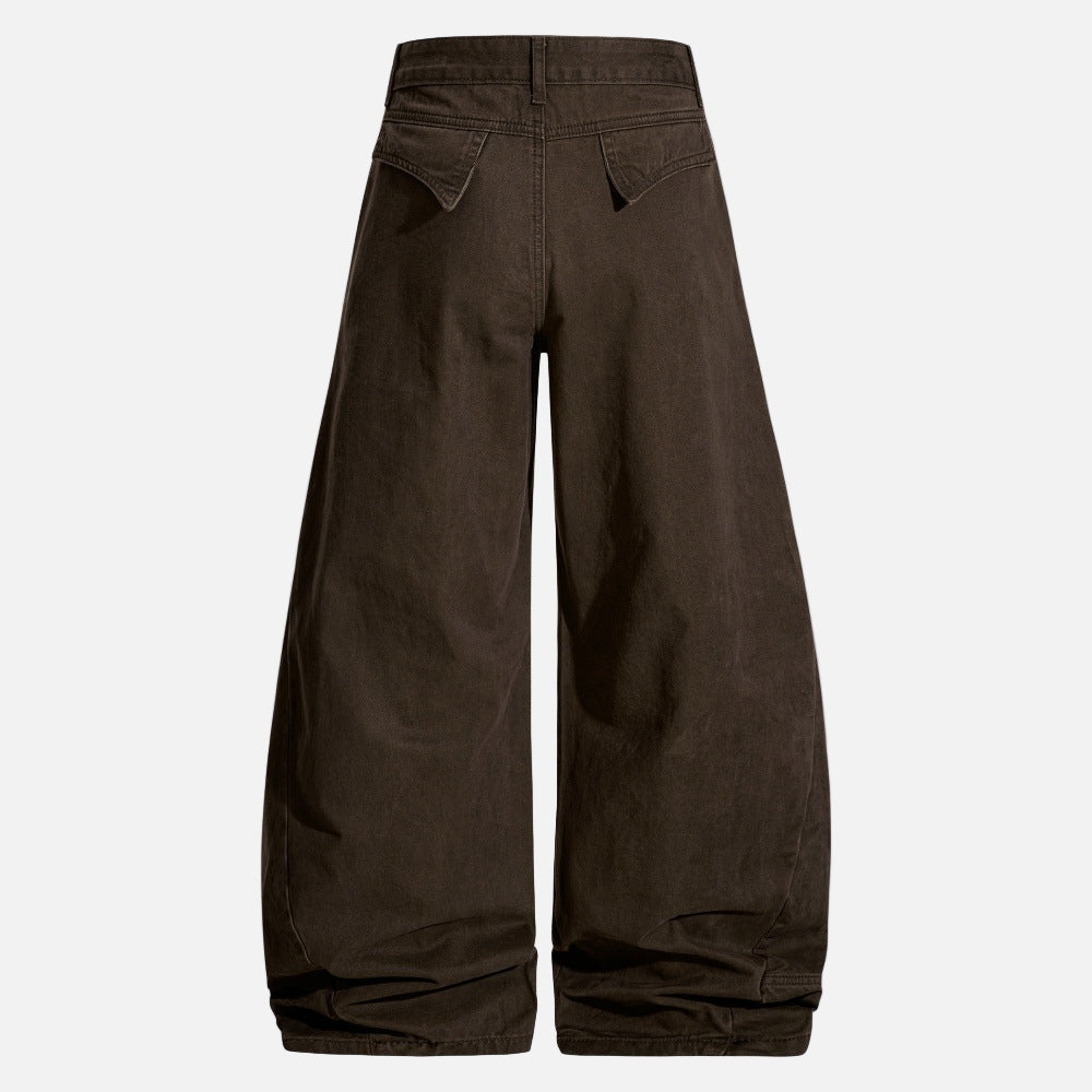 High Street Zipper Pocket Wide Leg Pants