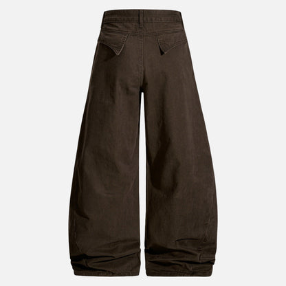 High Street Zipper Pocket Wide Leg Pants
