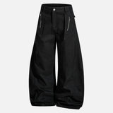 High Street Zipper Pocket Wide Leg Pants