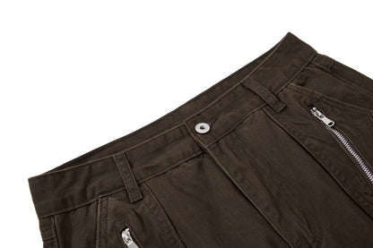 High Street Zipper Pocket Wide Leg Pants