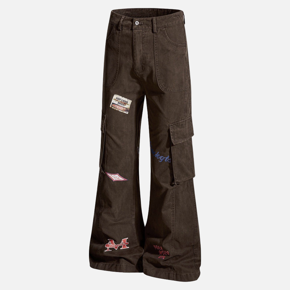 Trendy Niche Loose Flared Cargo Jeans